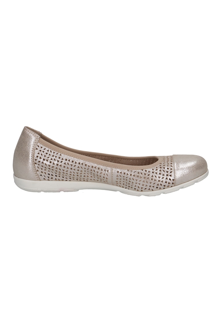 Oferte la Balerini de piele cu design cu decupaje - Maro taupe deschis