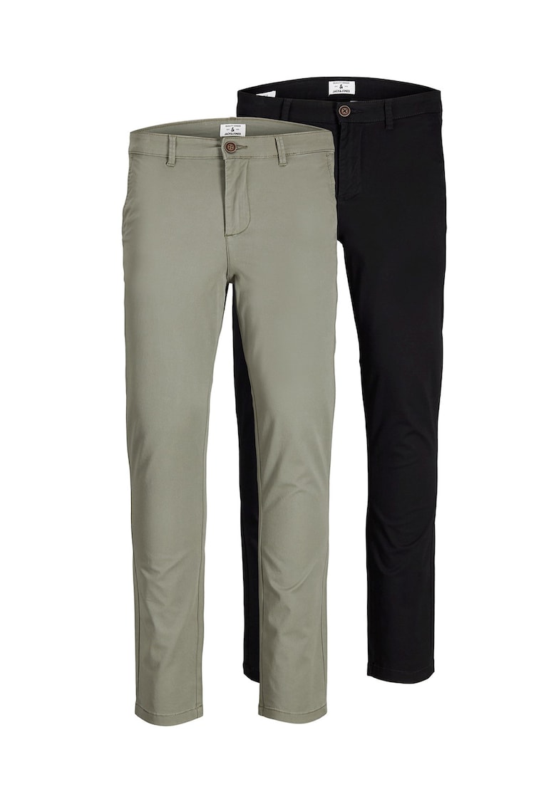 Set de pantaloni chino slim fit Marco - 2 perechi - Negru/Kaki