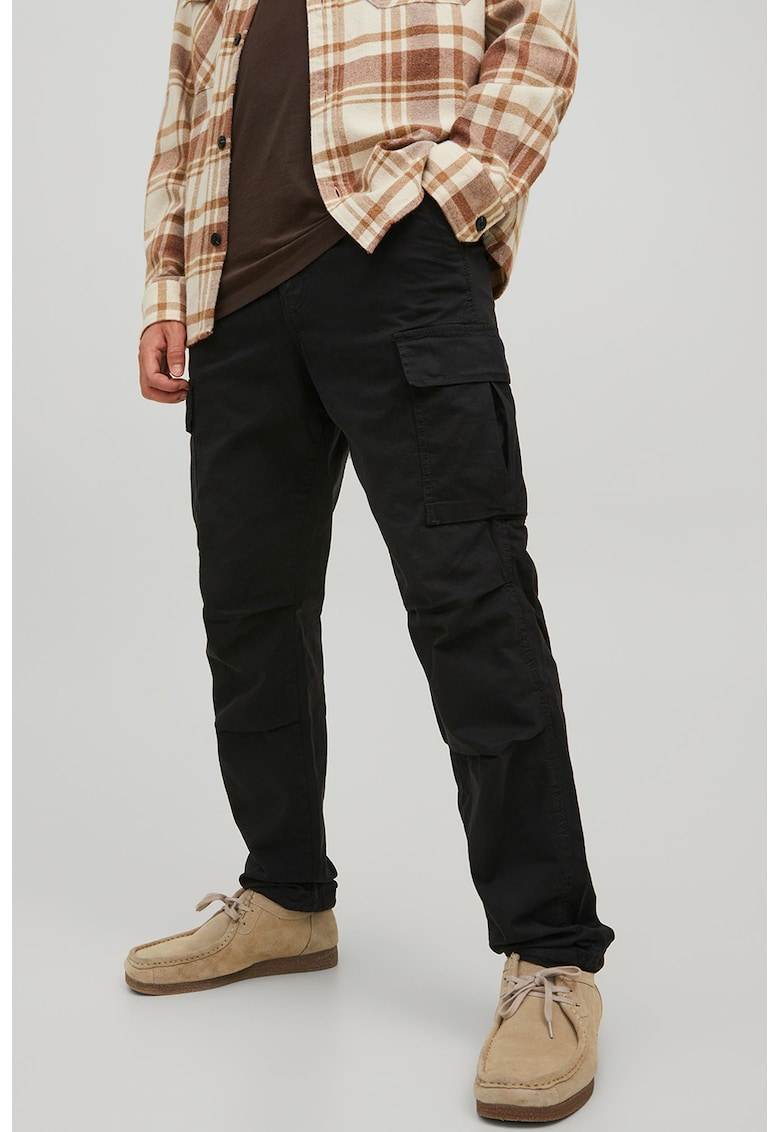 Pantaloni cargo cu talie medie - Negru