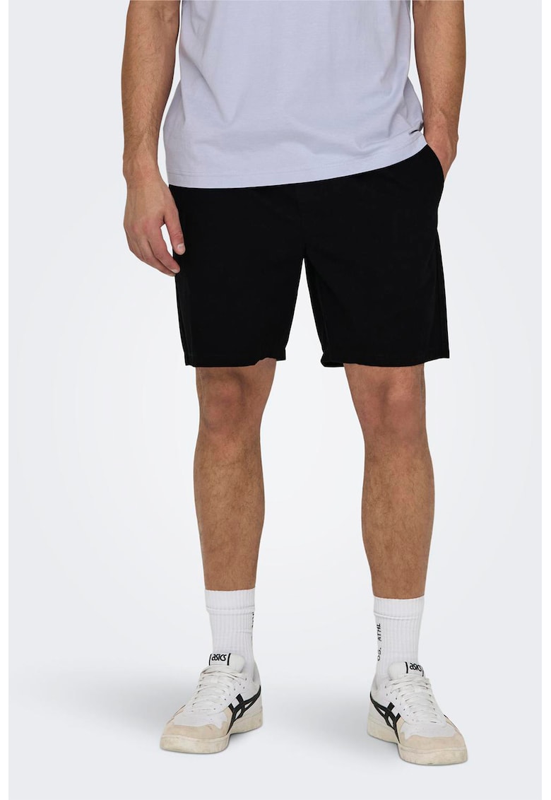 Pantaloni scurti cu buzunare oblice Tel - Negru