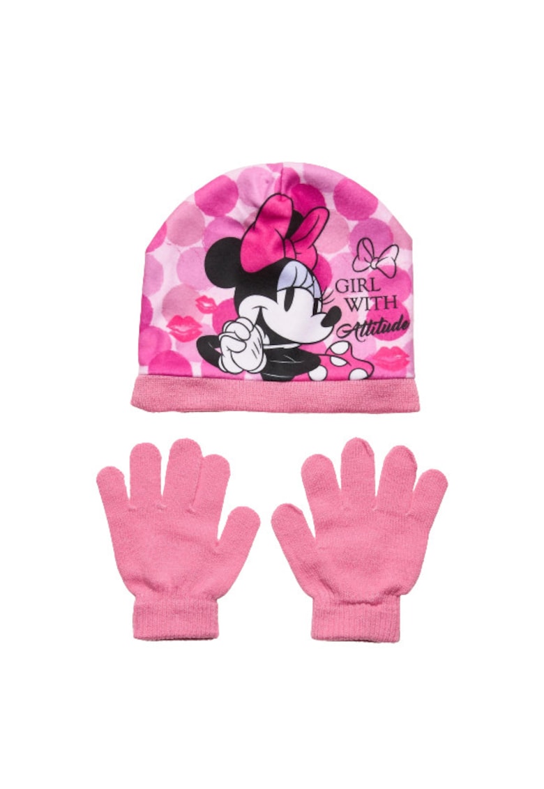 Set caciula si manusi  Dots 8764 - Roz