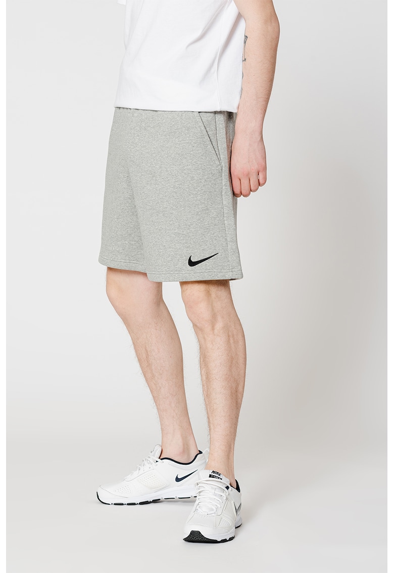 Pantaloni scurti cu buzunare laterale si logo pentru fotbal - Gri melange