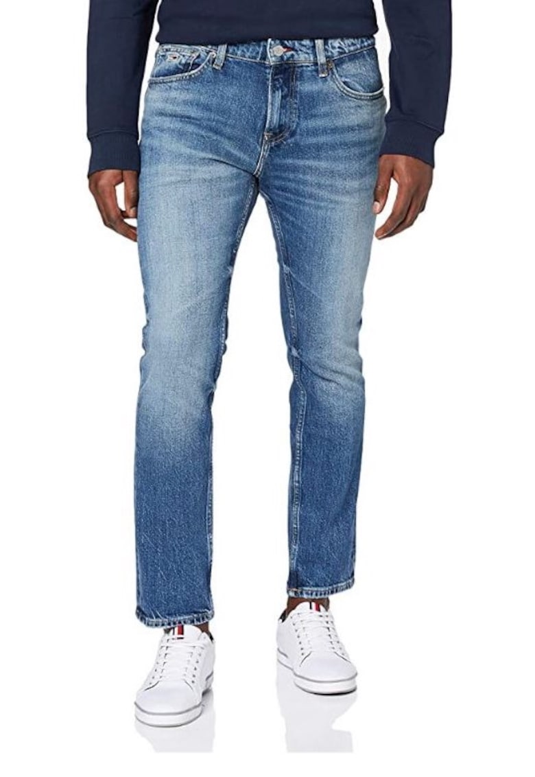 Blugi uni slim fit cu talie medie -