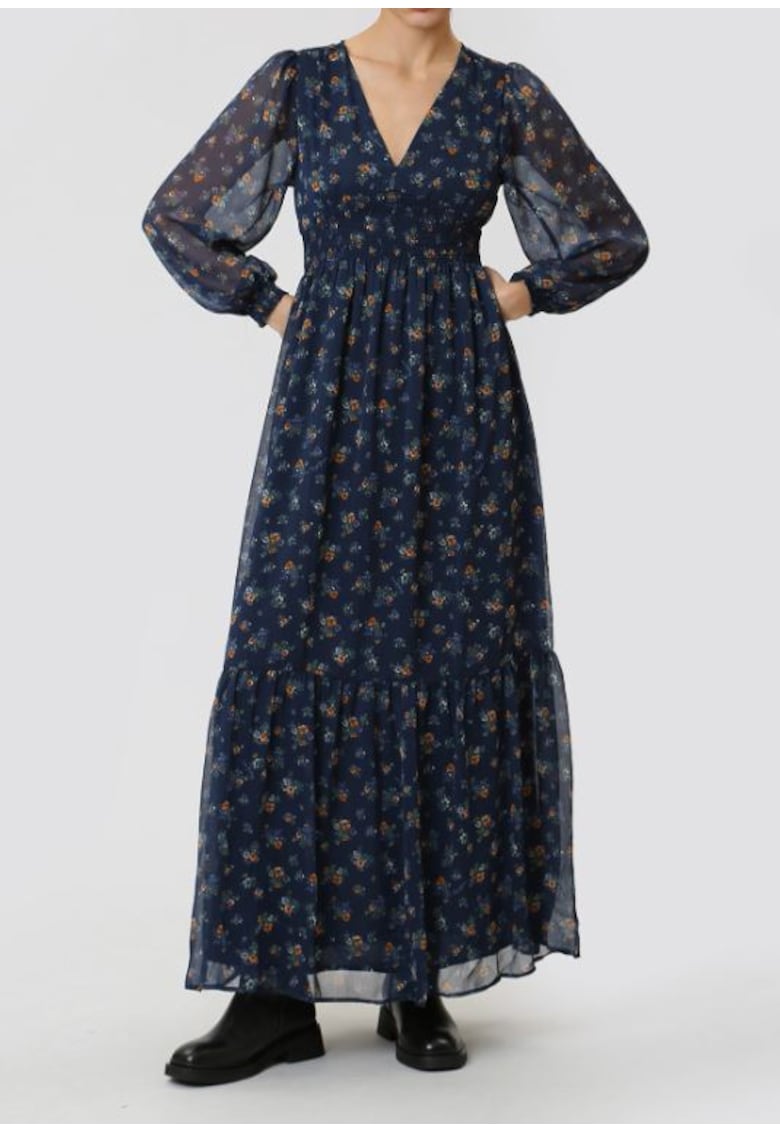 Rochie cu decolteu in V si print floral -