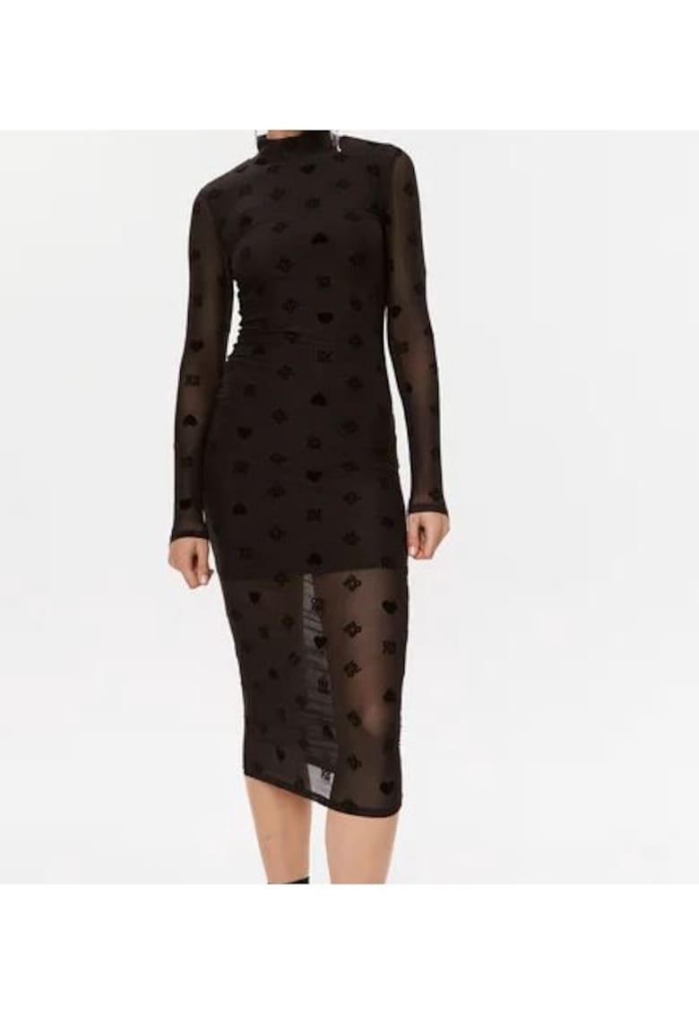 Rochie midi cu inertie de plasa