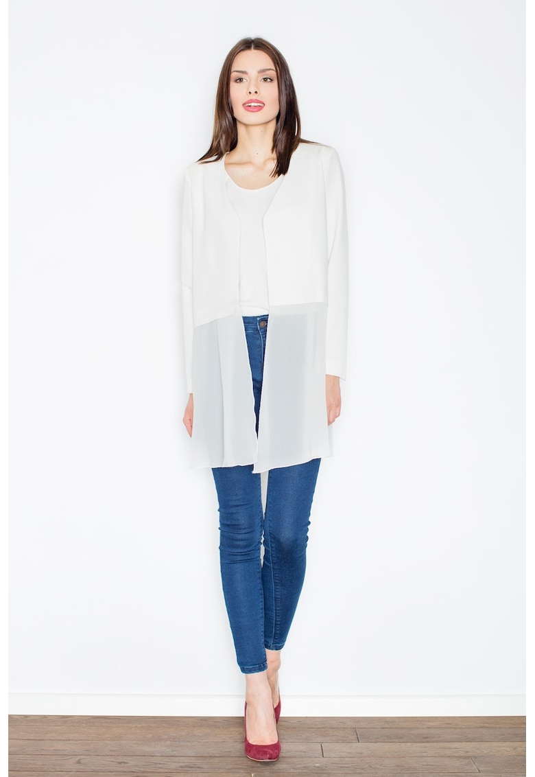 Cardigan dama -  M441 - ecru - poliester si vascoza