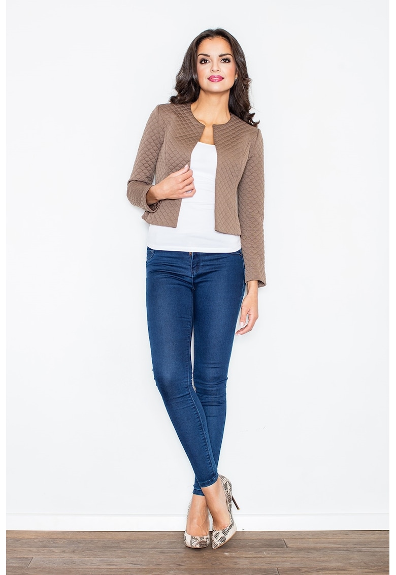 Sacou dama  M218 - bej - poliester - design modern -