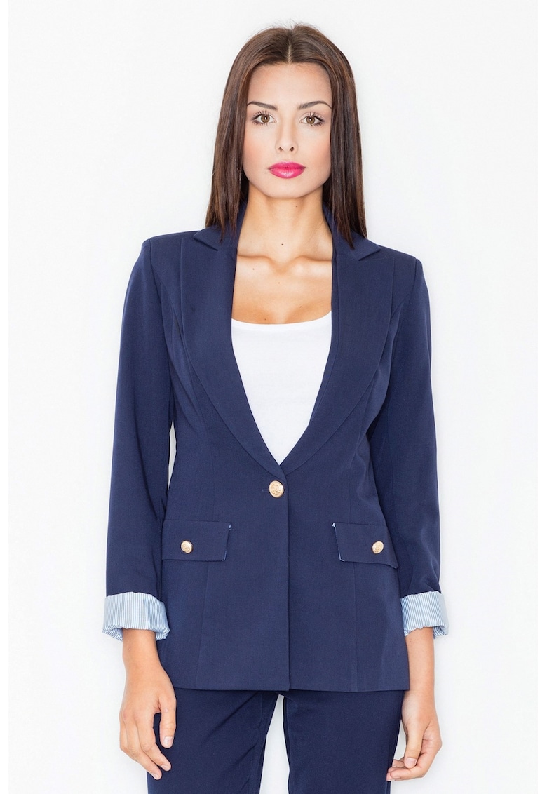 Sacou dama -  jacheta eleganta - bleumarin - nasturi aurii -