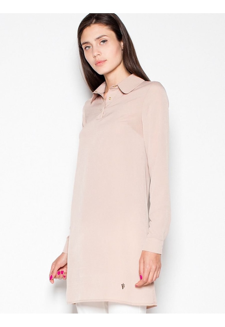 Bluza dama  bej - tricot usor - maneci lungi - guler delicat