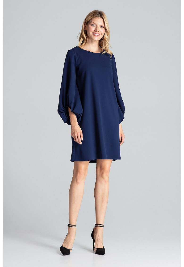 Rochie  M693 - bleumarin - maneci bufante - poliester -