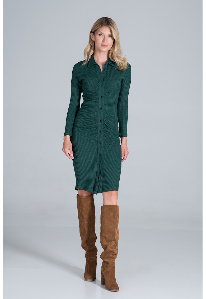 Rochie camasa midi  eleganta - viscoza