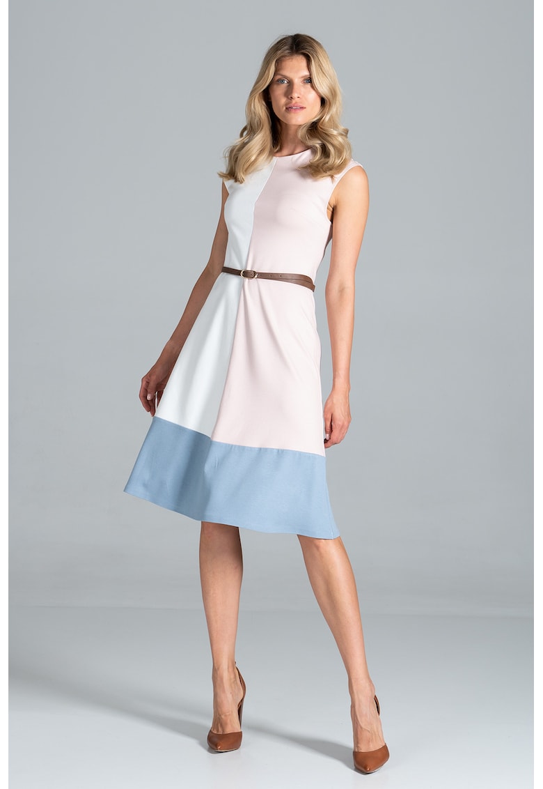 Rochie midi  M815 - fara maneci - cu fermoar lateral - din viscoza - poliester si elastan
