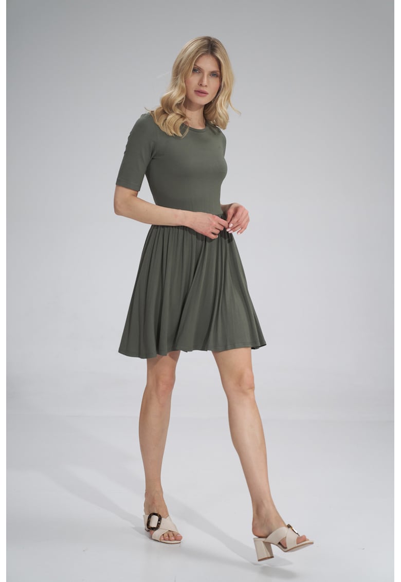 Rochie de vara -  M751 - maneci scurte - verde - viscoza