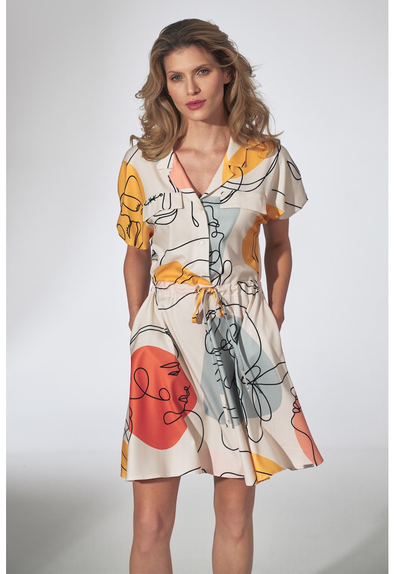 Rochie de vara -  model descheiat - multicolor - poliester