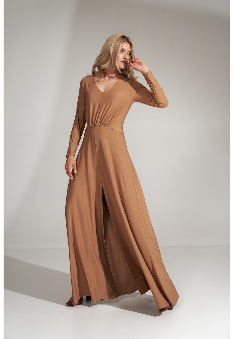 Rochie maxi  eleganta - fanta - bej - poliester