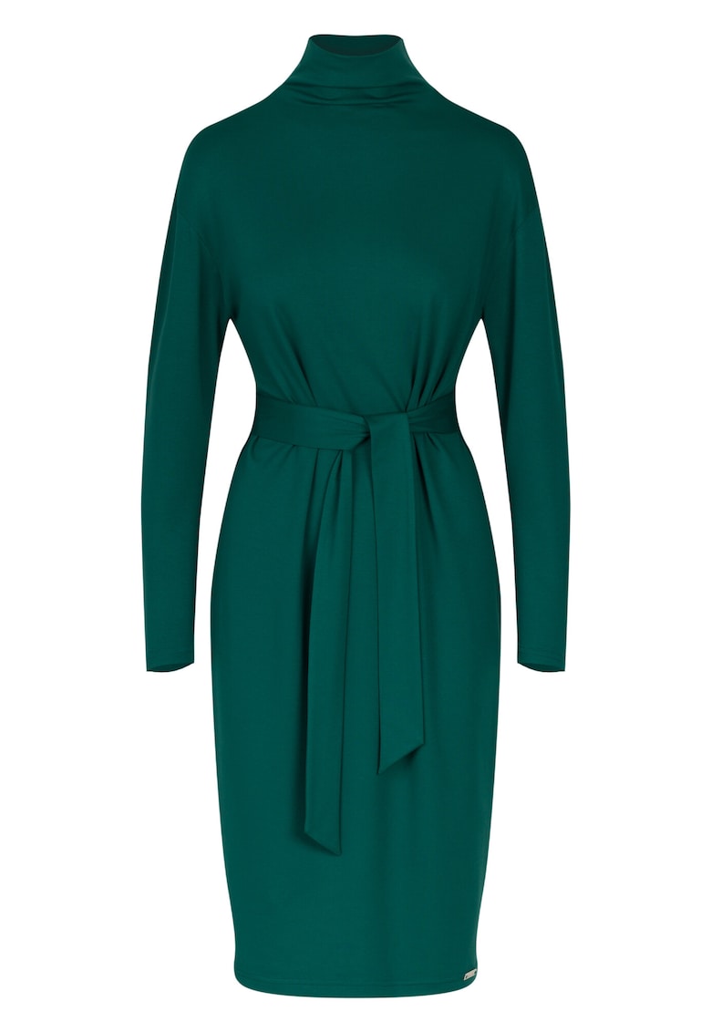 Rochie midi  eleganta - maneci lungi - viscoza - verde -