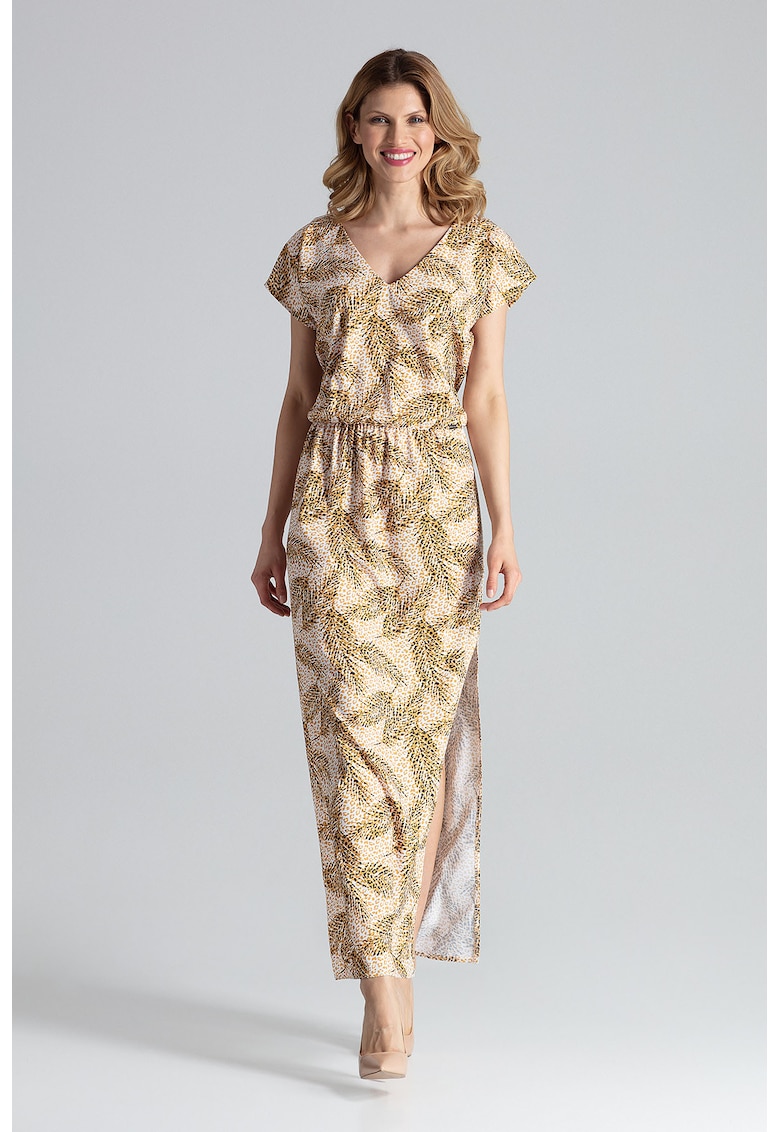 Rochie maxi  M668 - bej - poliester 95% - elastan 5%
