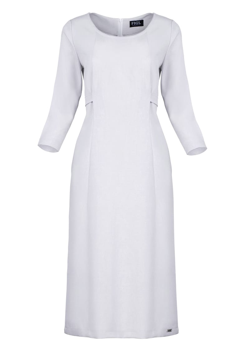 Rochie midi  gri - maneci 3/4 - poliester