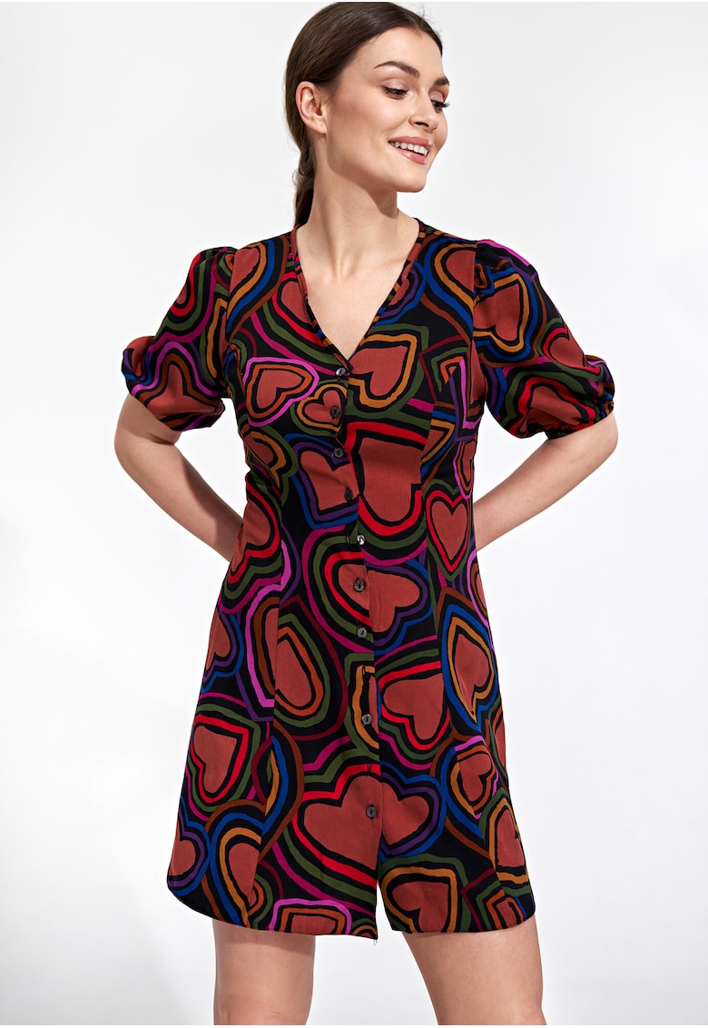 Rochie mini  viscoza - negru - rosu - Rosu/Negru