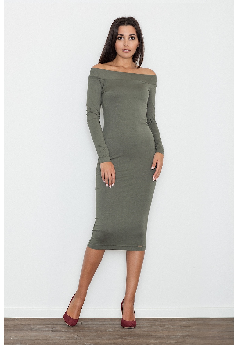 Rochie midi M558 -  verde - viscoza