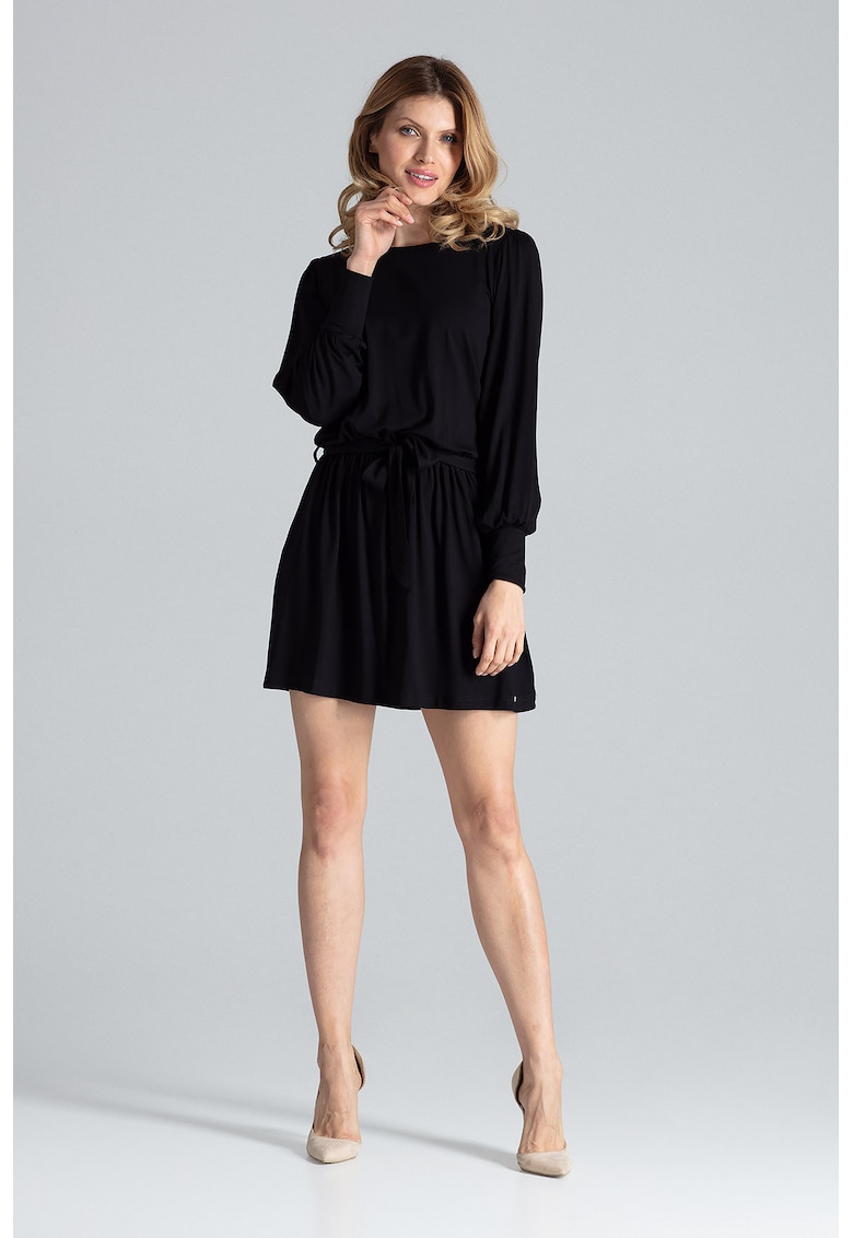 Rochie mini  maneci lungi - neagra - viscoza
