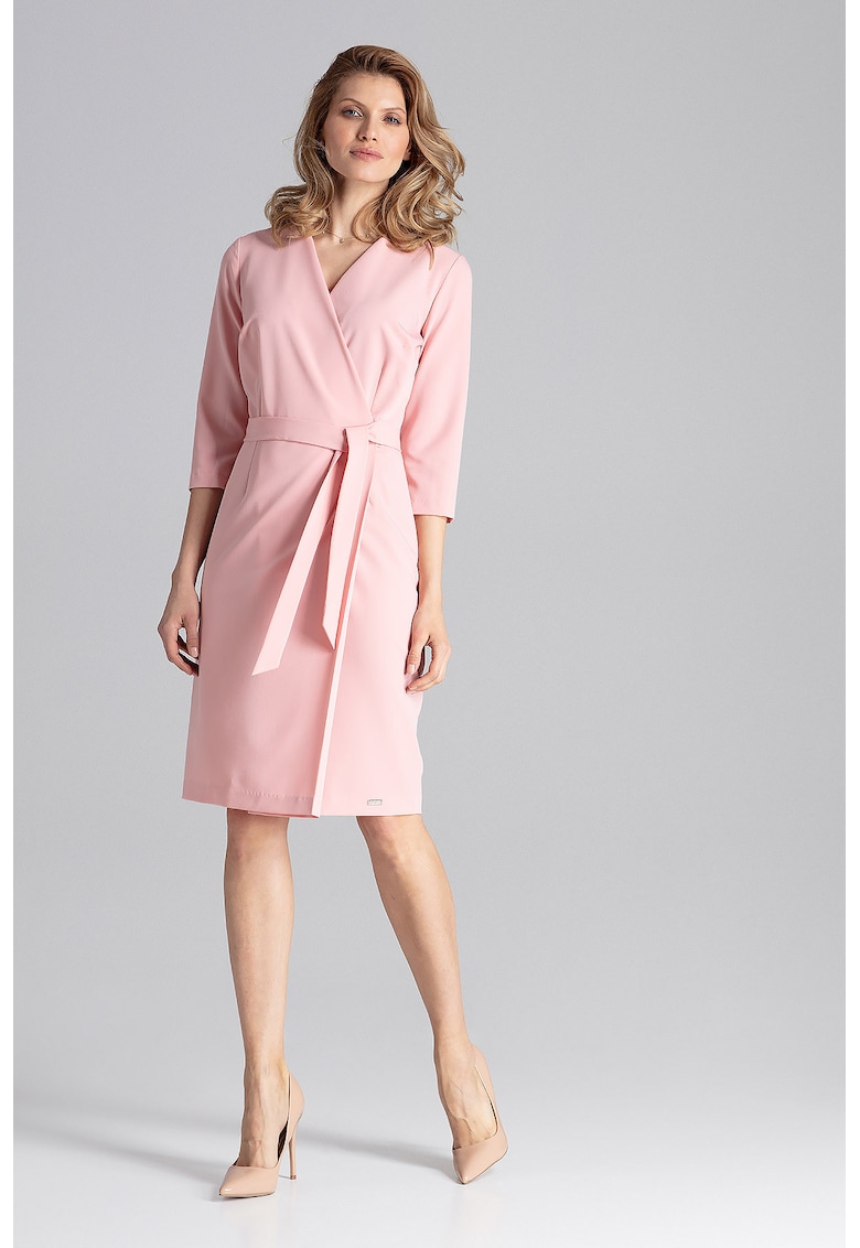 Rochie wrap -  M654 - roz - poliester-viscoza