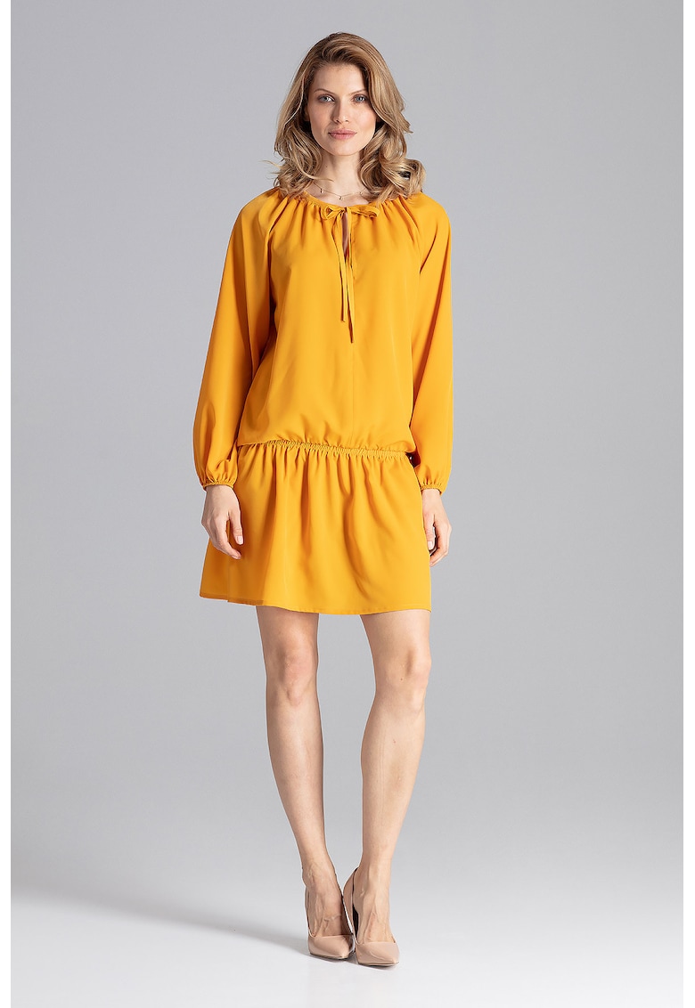 Rochie mini -  galbena - volane - vara - poliester