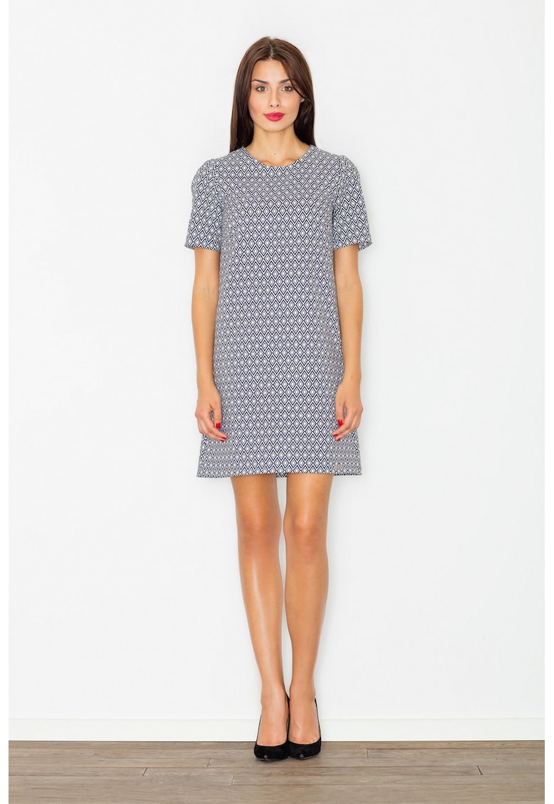 Rochie  M519 - albastru - alb - poliester