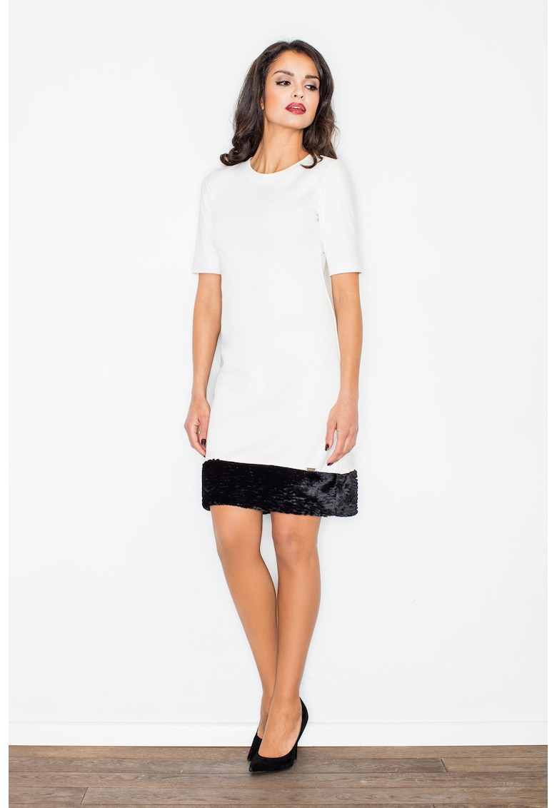 Rochie dama  M429 - eleganta - maneci scurte - ecru - viscoza