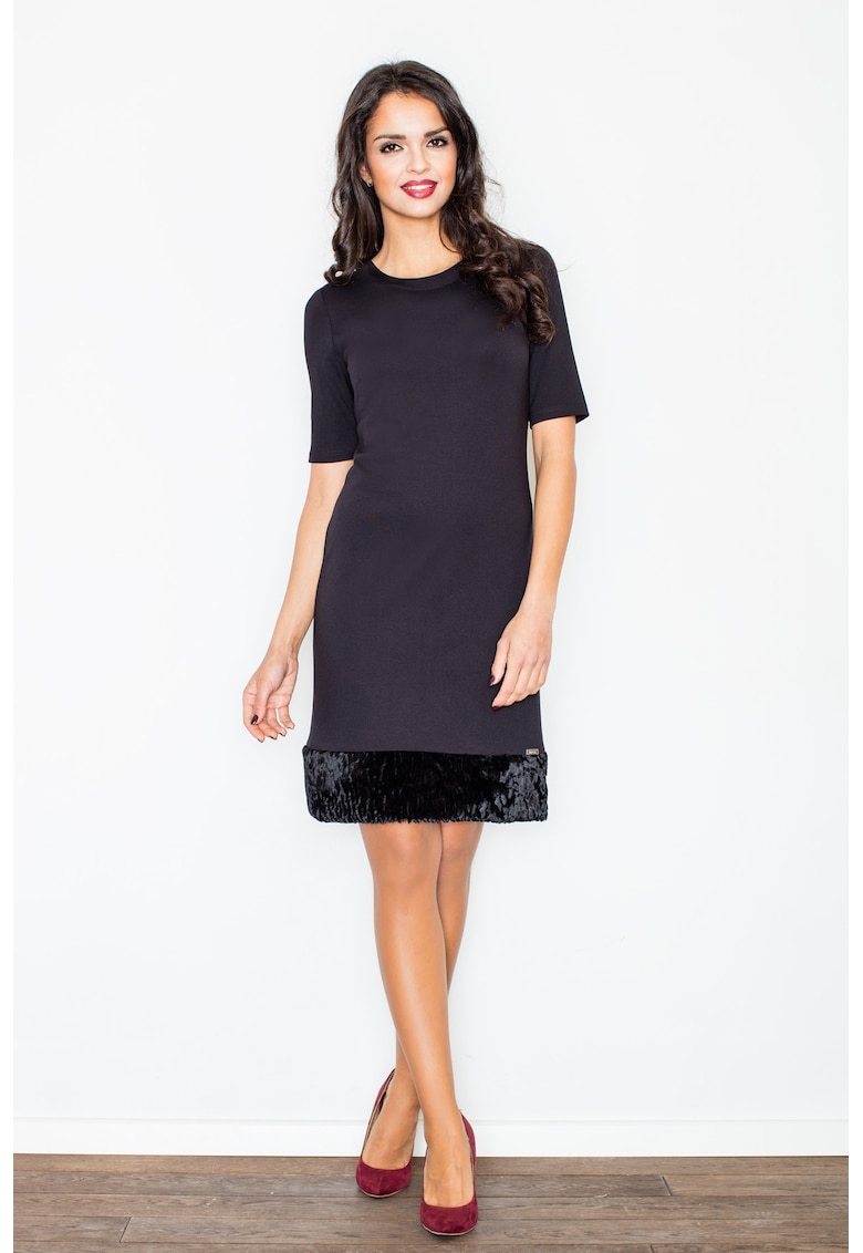 Rochie  neagra - viscoza - maneci scurte