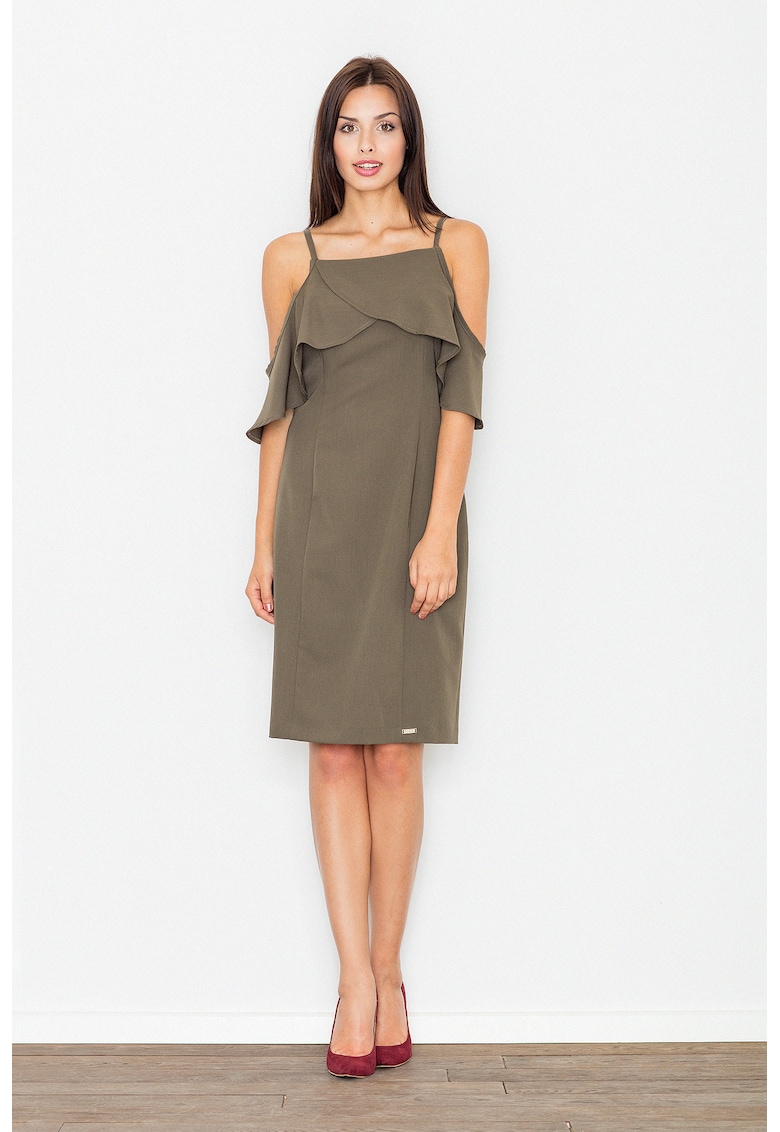 Rochie cocktail -  elegant - verde - poliester