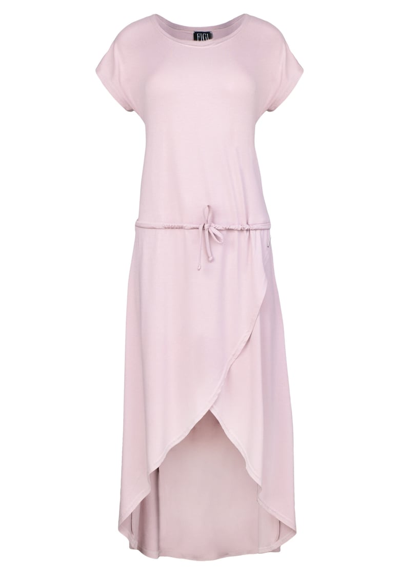 Rochie  M394 - roz - viscoza - maneci scurte -