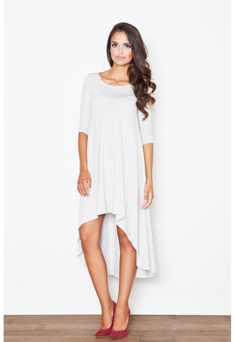 Rochie  asimetrica - cu maneci lungi - din viscoza