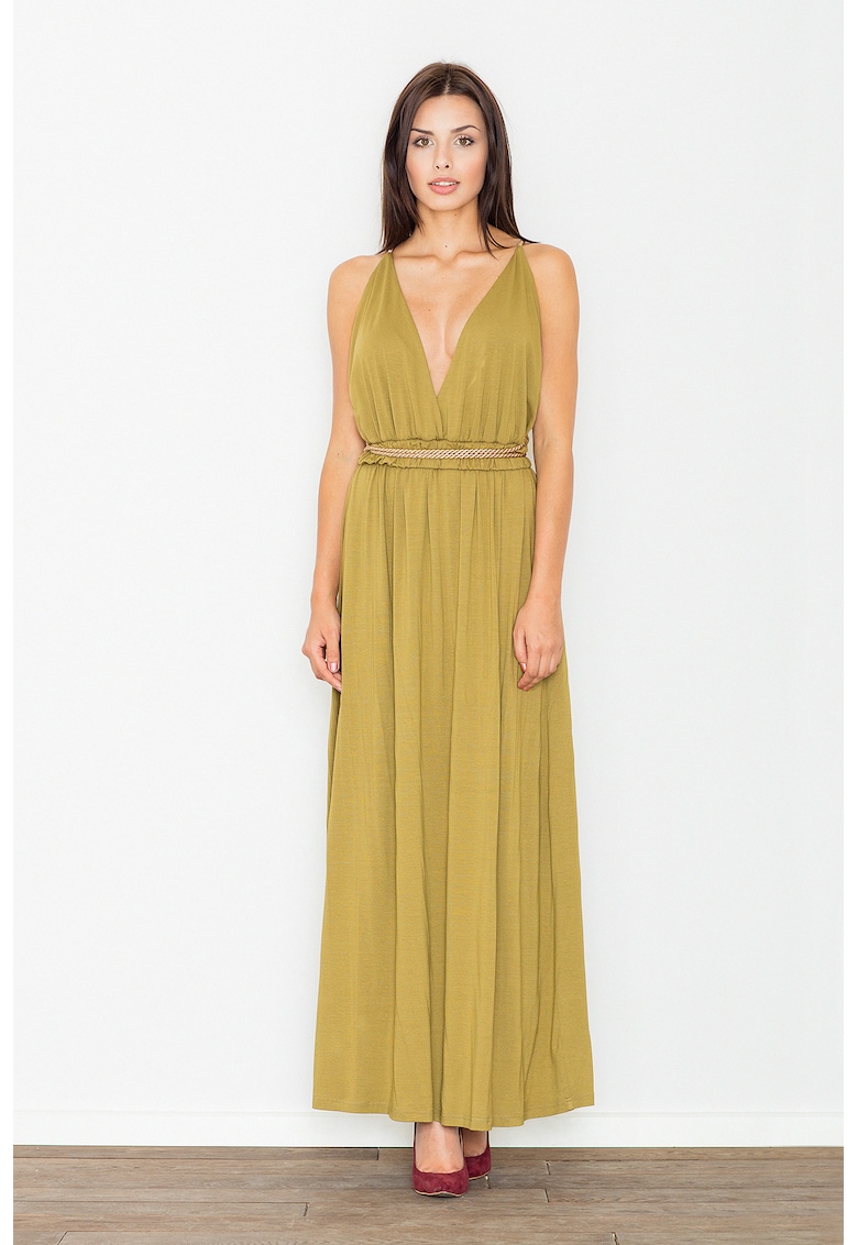 Rochie maxi  M483 - verde - viscoza