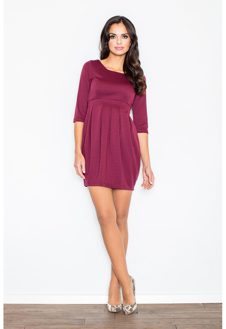 Rochie  plisata - poliester - rosu - eleganta -