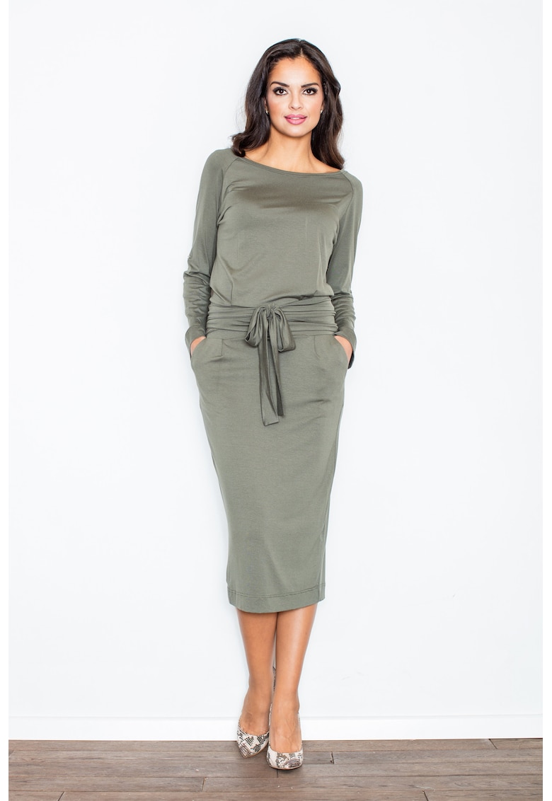 Rochie -  model M246 - lunga - maneci lungi - verde - viscoza
