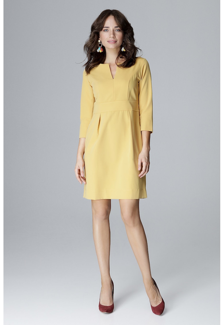 Rochie  L004 - galben - poliester si viscoza -