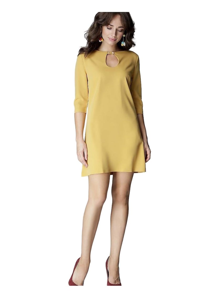 Rochie de zi -  3/4 lungime - Poliester/Viscoza - Galben