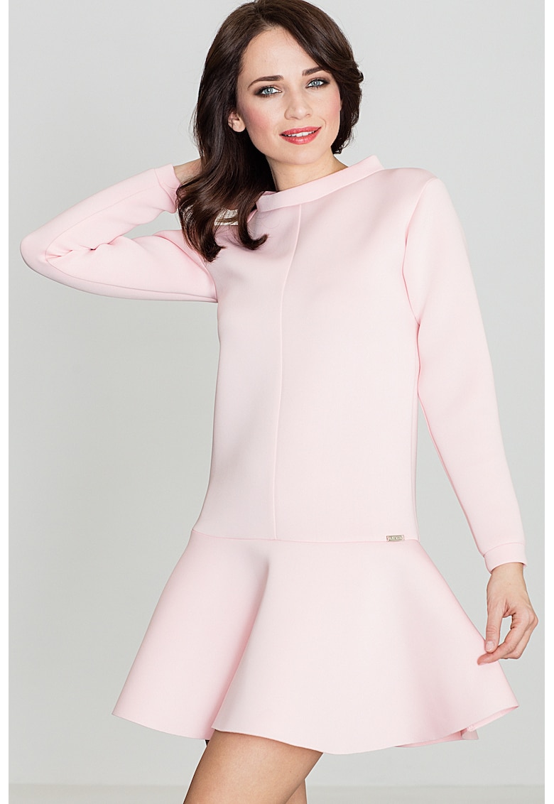 Rochie mini evazata  maneca lunga - poliester 100% - confortabila - eleganta