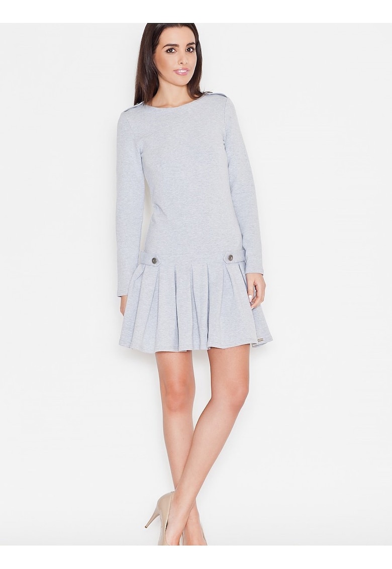 Rochie de zi  gri - casual - cu maneca lunga