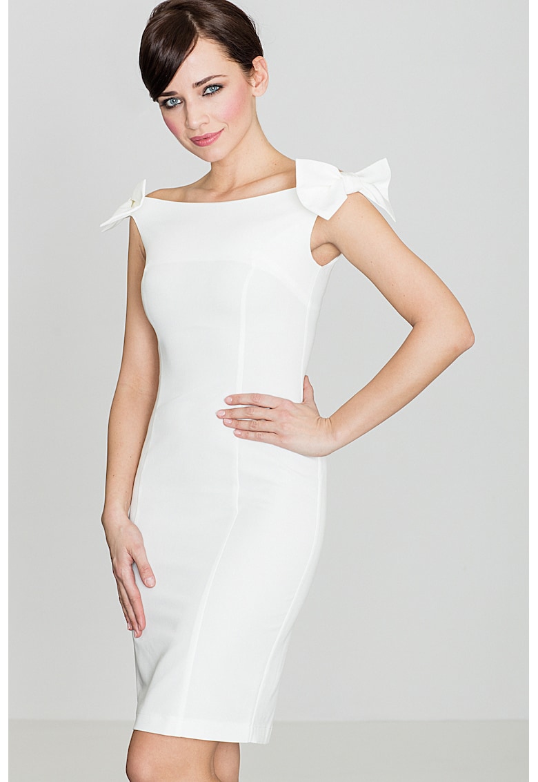 Rochie de vara  fara maneci - ecru - poliester si viscoza