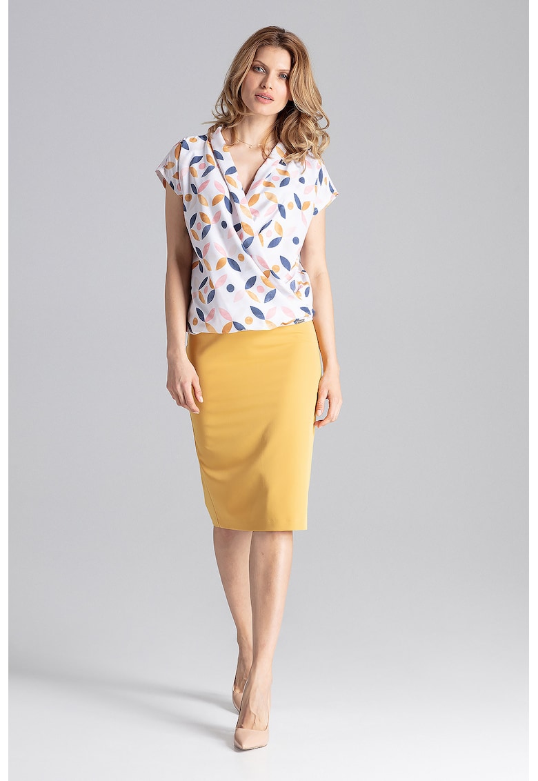 Bluza dama -  Maneca scurta - Eleganta - Poliester/Elastan - Multicolor