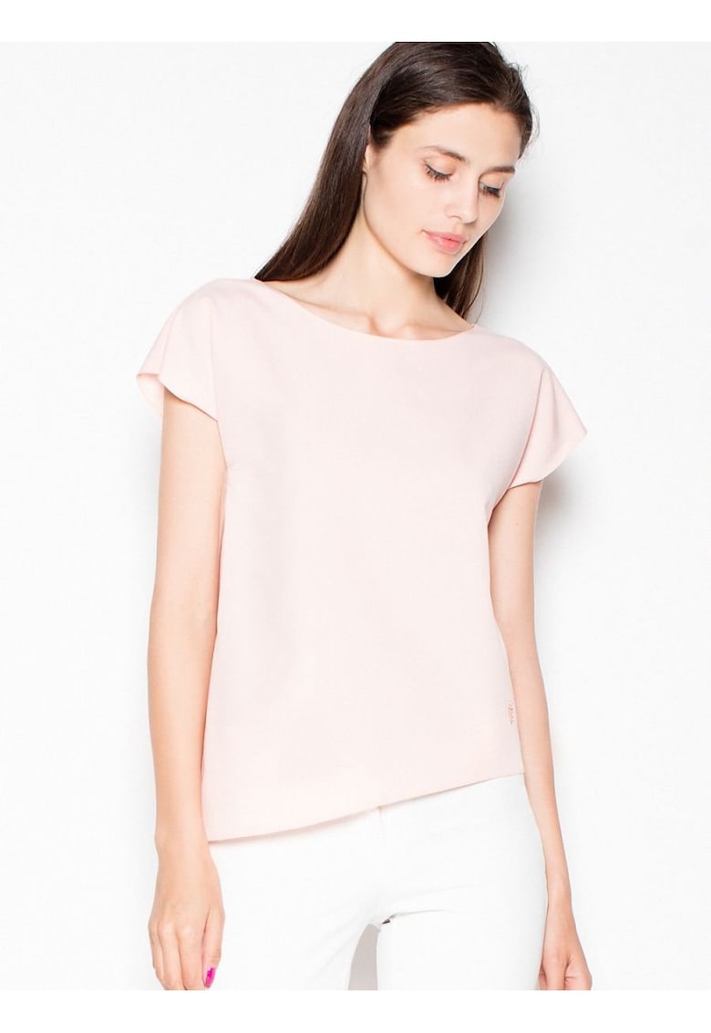 Tricou dama -  asimetric - roz - poliester 65% - viscoza 35%