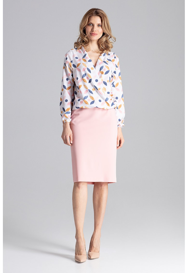 Bluza dama eleganta -  Maneca lunga - Poliester/Elastan - Multicolor