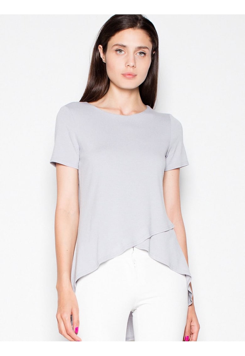 Tricou dama  asimetric - gri - viscoza