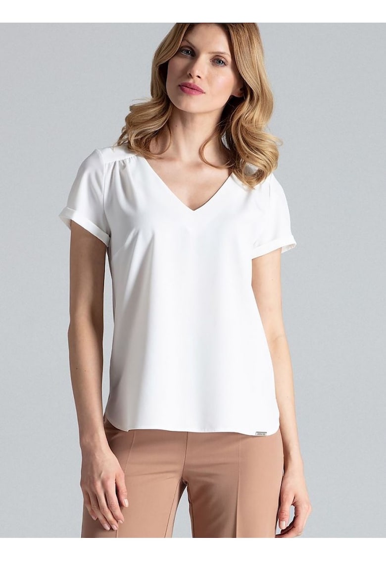 Tricou dama -  elastan/poliester - alb -