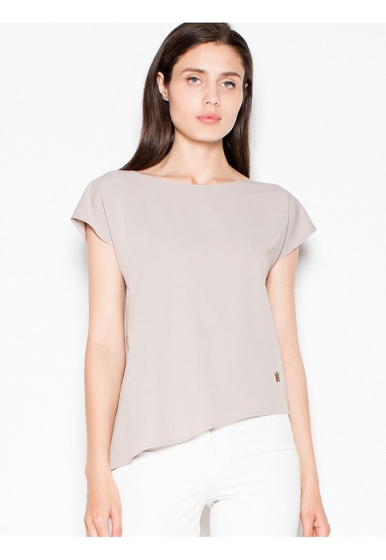 Bluza dama -  asimetrica - bej - poliester 65% - viscoza 35%