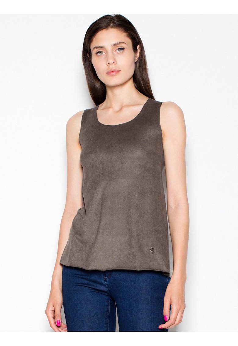 Tricou dama  lejer - decolteu semicircular - verde - piele intoarsa