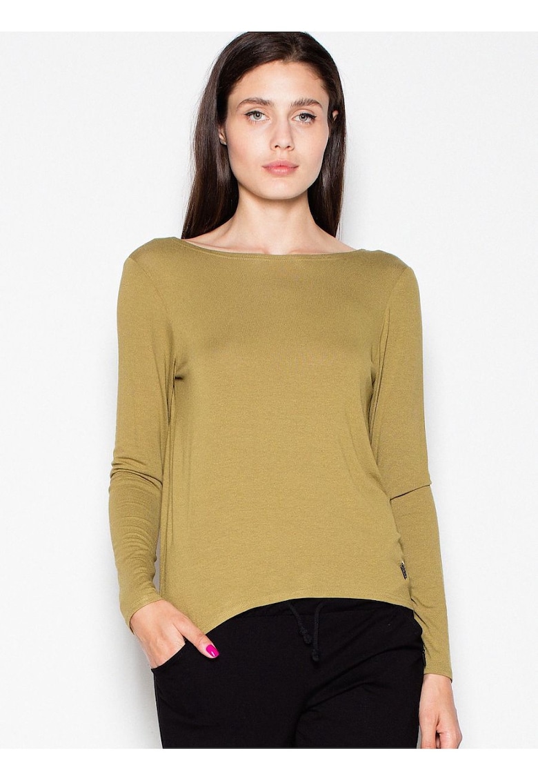 Bluza dama -  scurta - cu maneci lungi - verde - viscoza