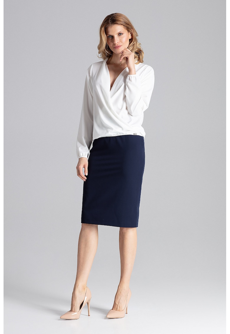 Bluza dama eleganta -  Maneca lunga - Poliester/Elastan - Ecru